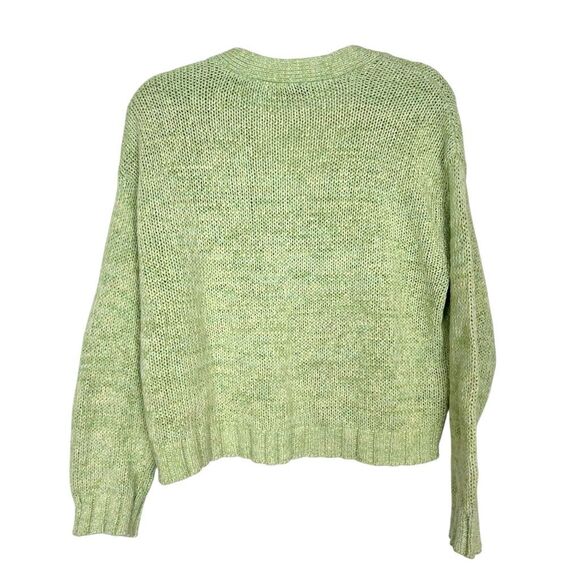 NWT Loft Sweater Womens Small Lime Green Marled Knit Cardigan Cropped Button Up - Picture 3 of 13